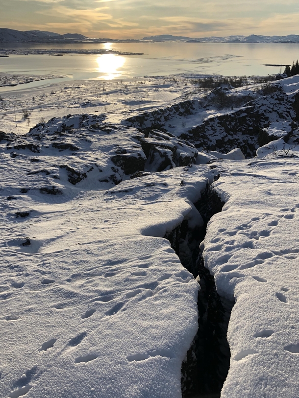 First time on Iceland National Park of ingvellir Amazing tundra landscapes and a mystical sunlight 