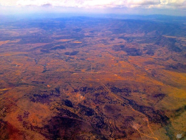 Flat valley somewhere over southern Mexico 