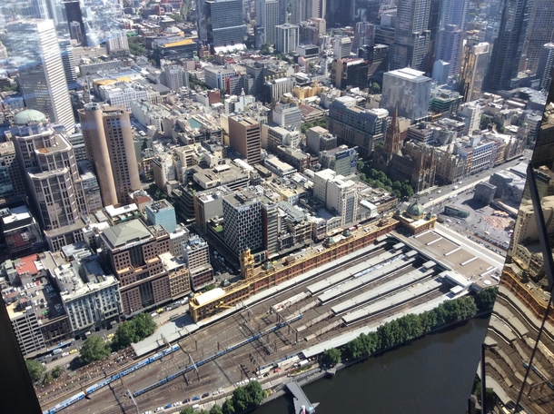 Flinders Street Station and the southern CBD of Melbourne taken from Eureka Tower 
