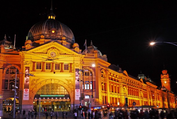 Flinders Street Station at night Melbourne 