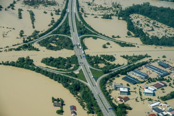 Flooded Autobahnkreuz A and A 