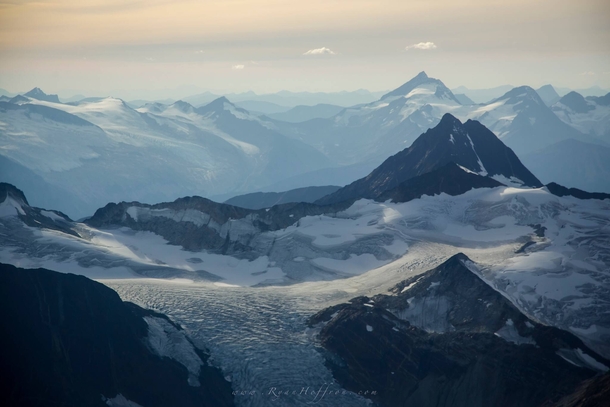 Flying Over Mountains and Glaciers in British Columbia 