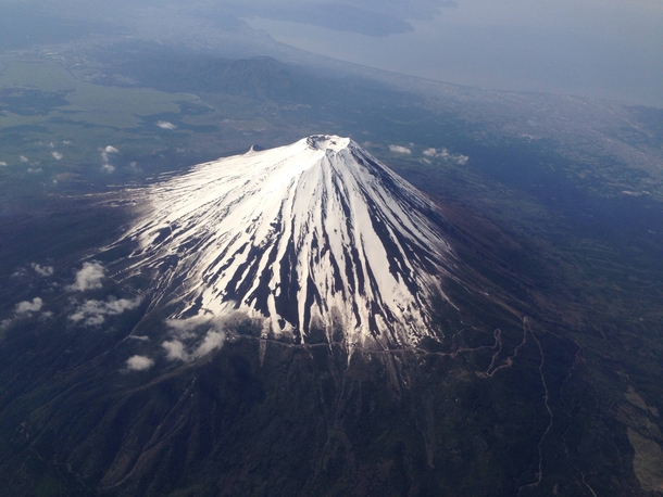 Flying over Mt Fuji Japan  May  