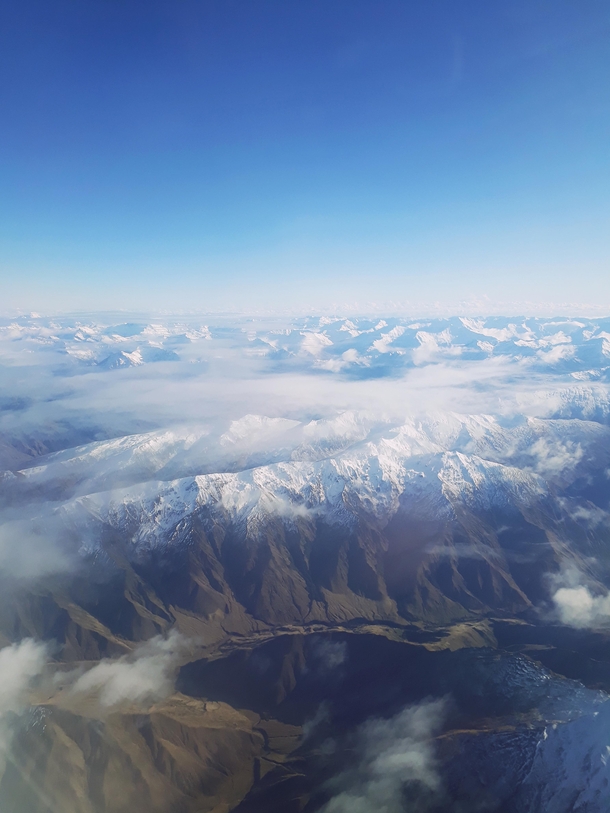Flying over South Island New Zealand 