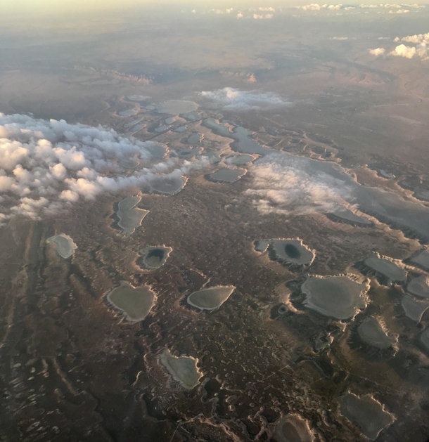 Flying over the extraterrestrial looking landscape of New Mexico 