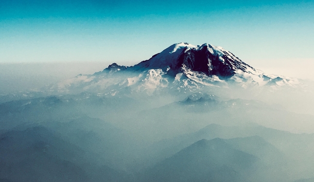 Flying up to Seattle I looked out the window and shot this photo of Mount Rainier 