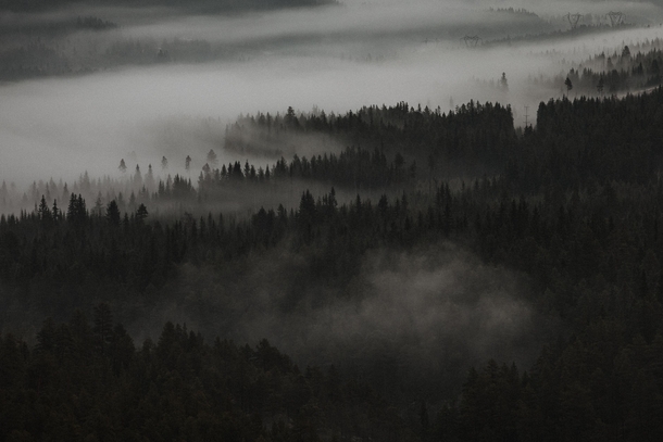 Fog claiming Etne Norway 