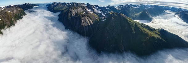 Fog-covered Hjrundfjord Norway 