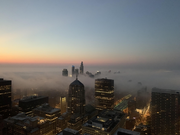 Fog rolling into Chicago this morning