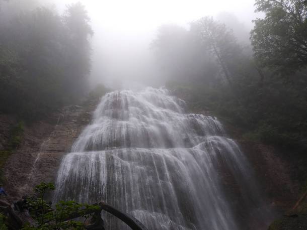 Foggy Bridal Veil Falls BC Canada 