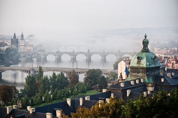 Foggy Prague Czech Republic 
