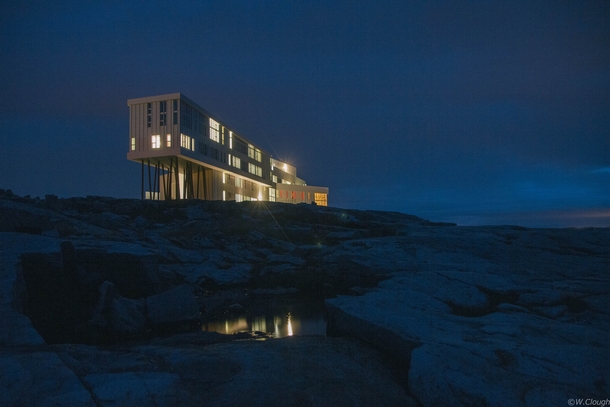 Fogo Island Inn at night Newfoundland Canada 