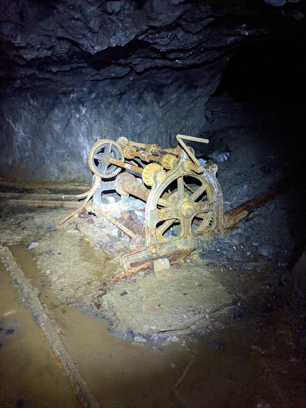 Forgotten Winch In  Year Old Underground Quarry