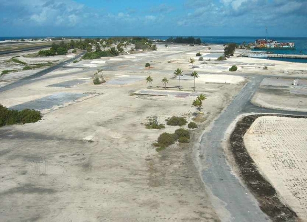 Former housing area at Johnston Atoll last used as chemical weapons destruction facility with buildings removed 