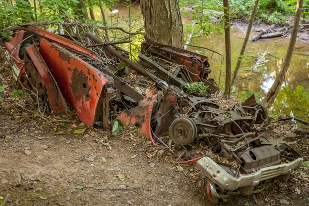 Found this junked truck on a hike today  Still trying to figure out what is used to be  