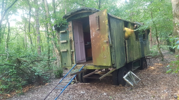 Found this trailer in the middle of a forest