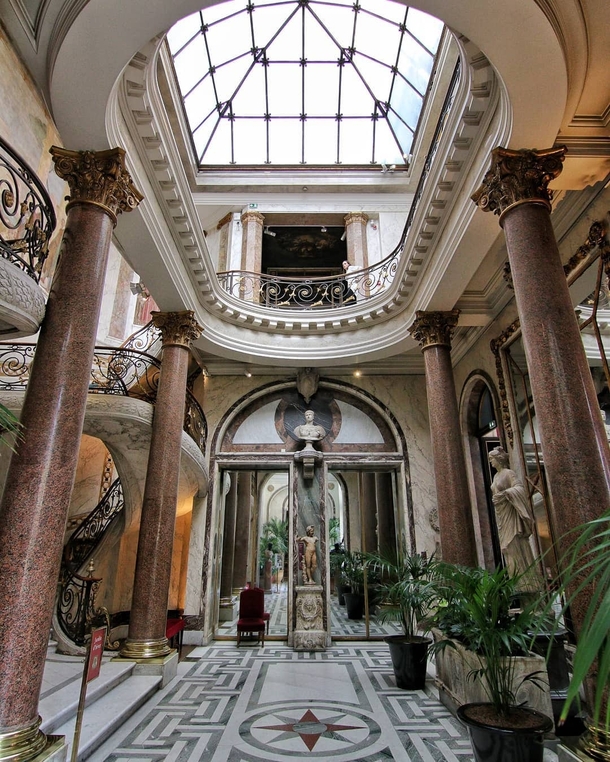 Foyer with a skylight in Muse Jacquemart-Andr a mansion completed in  now used as a private museum that showcases the collection of douard Andr and Nlie Jacquemart th arrondissement of Paris France