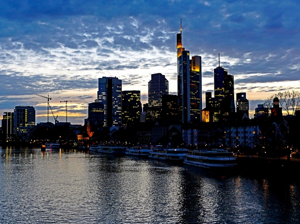 Frankfurt City at Sunset from the Main River 