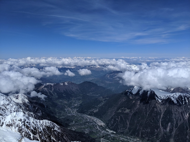 French Alps near Mont Blanc taken from over Chamonix France 