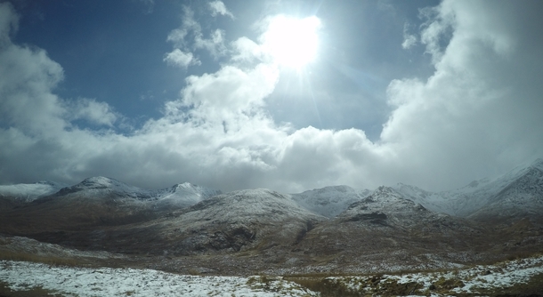 Freshly powdered landscape in the Scottish Highlands 