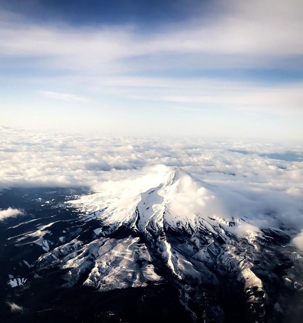 From above Mount Rainier Washington 