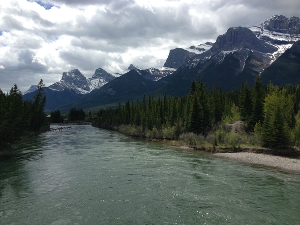 From atop the old train bridge Canmore AB 