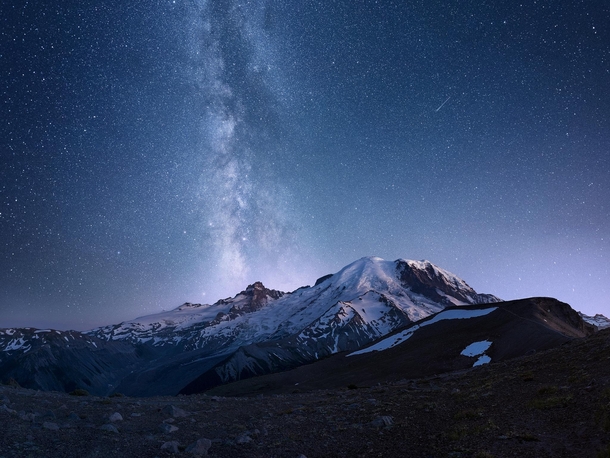 From Dust - Mount Rainier and Milky Way 