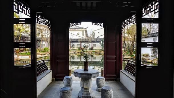 From the pavilion of a traditional Chinese garden in Suzhou China