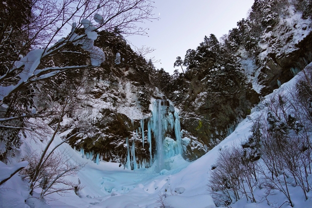 Frozen Hirayu Waterfall Japan 