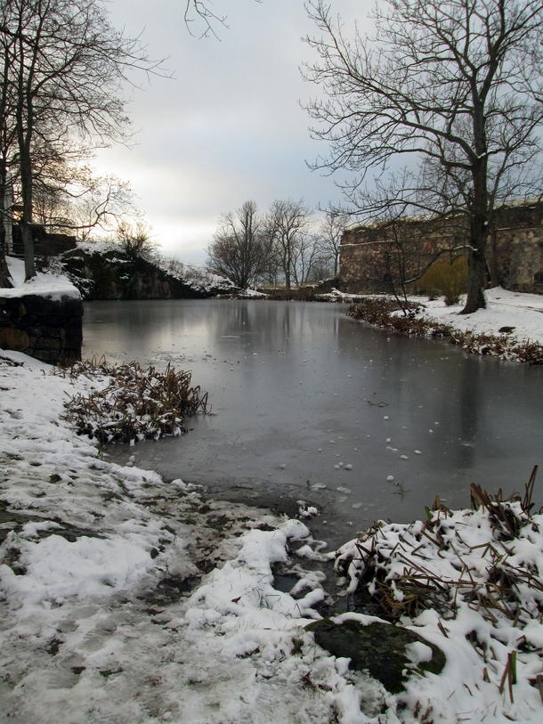 Frozen pond on Suomenlinna Helsinki 