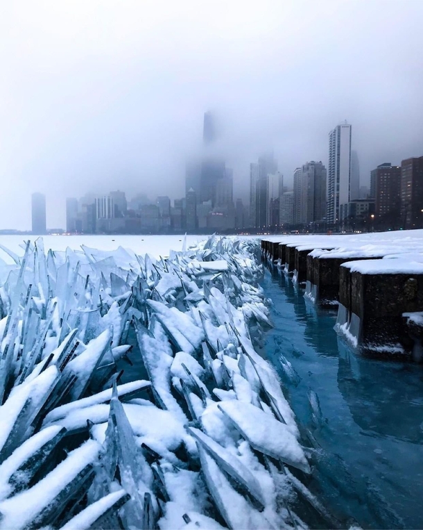 Frozen Water on Lake Michigan Chicago