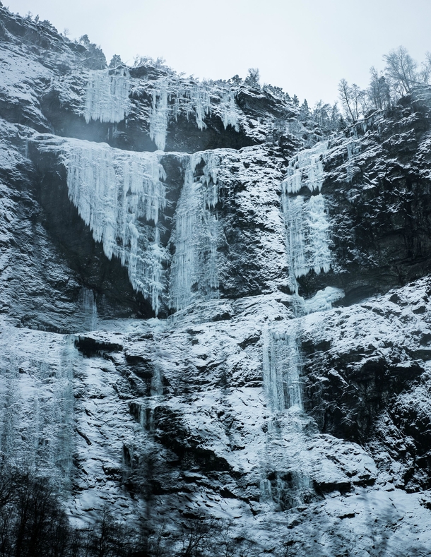 Frozen waterfall in Norway 