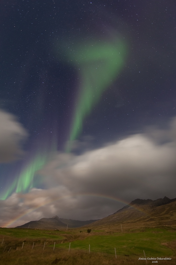 Fskrsfjrur Iceland Stars Aurora Borealis Moonbow Photographed by Jnna skarsdttir 