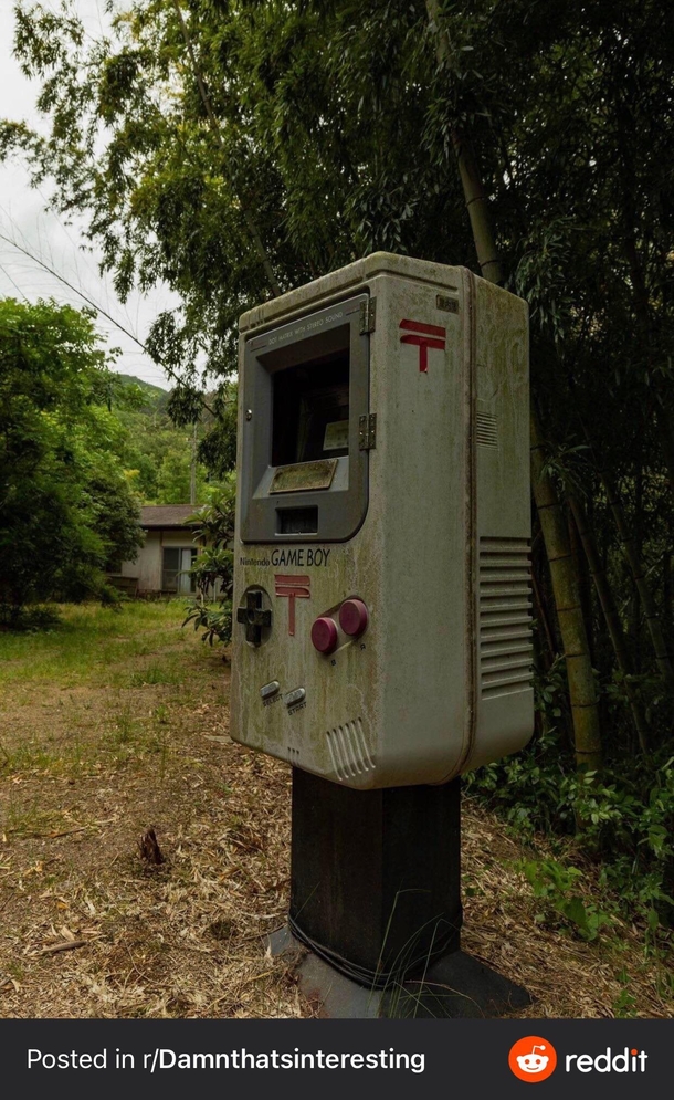 Game Boy shaped mailbox in the remote mountain area of Shikoku Japan