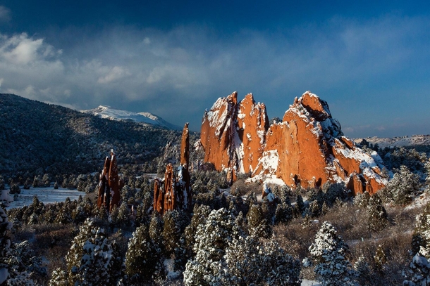 Garden Of The Gods wearing a fresh dusting of snow this week Colorado Springs 