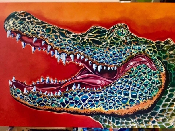 Gator Country oil on  ft canvas by Kobasky StPete Fl
