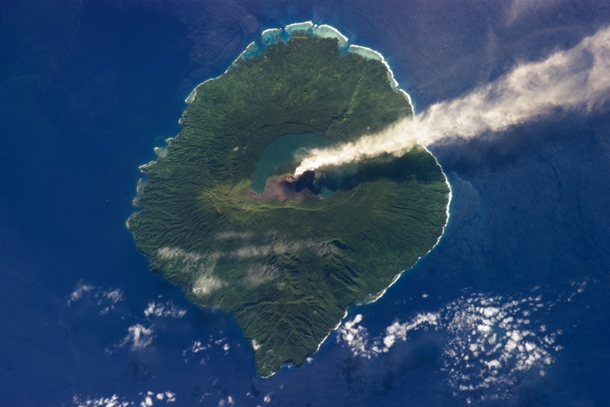 Gaua Island a Volcano in the Southwest Pacific Seen from Space 