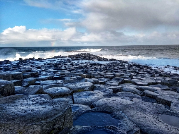 Giants Causeway December  Check out the rainbow centre-left 