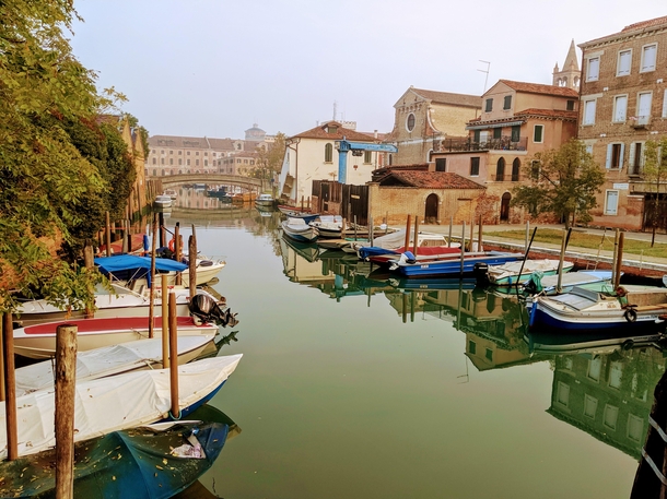 Glassy Still Canal Venice Italy 