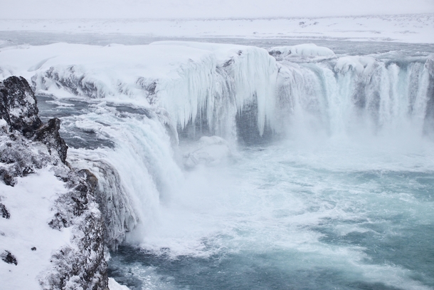 Goafoss North Iceland in a blizzard 