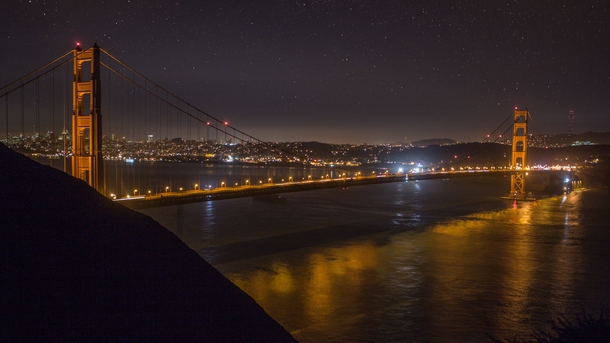 Golden Gate Bridge under the stars San Francisco CA 