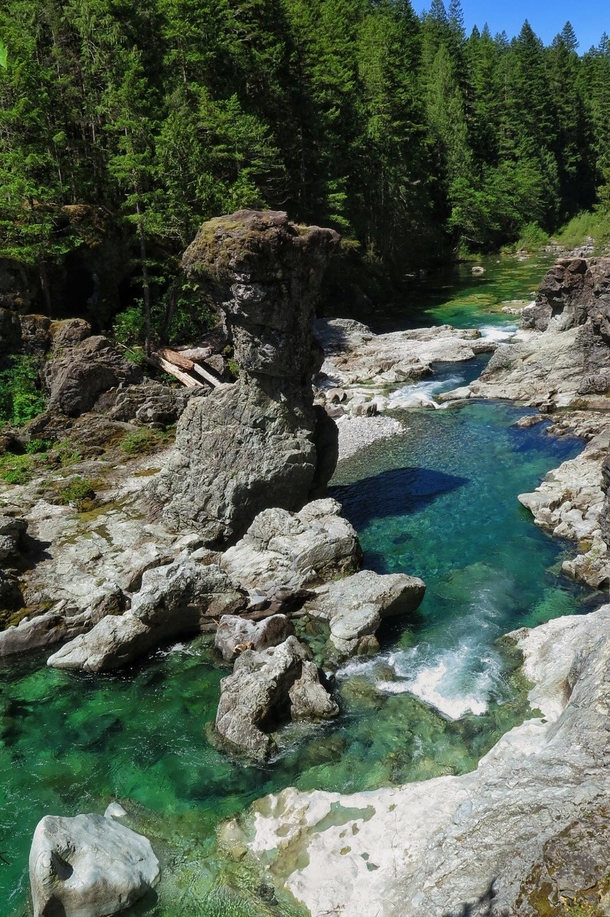 Gorgeous blue waters of the little north fork of the Santiam River in Oregon 