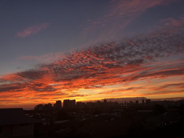 Gorgeous sunset over Honolulu HI 
