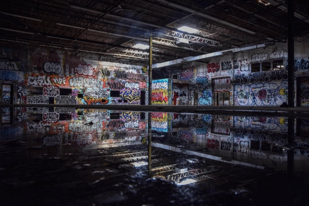 Graffitti Covered Abandoned Factory 