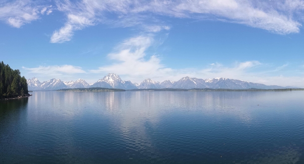 Grand Tetons across lake 