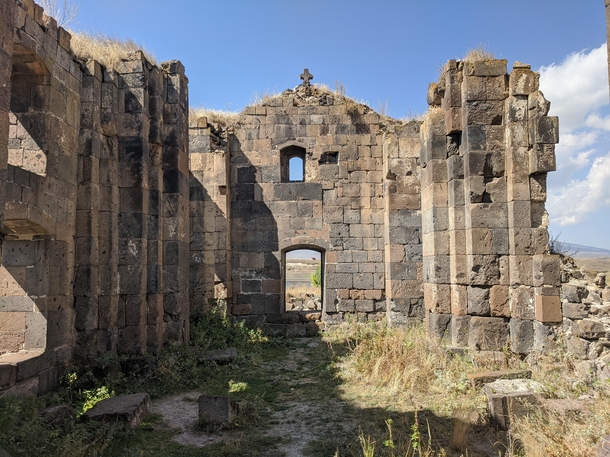 Grass grows atop the abandoned St Peter and Paul Monastery in Armenia
