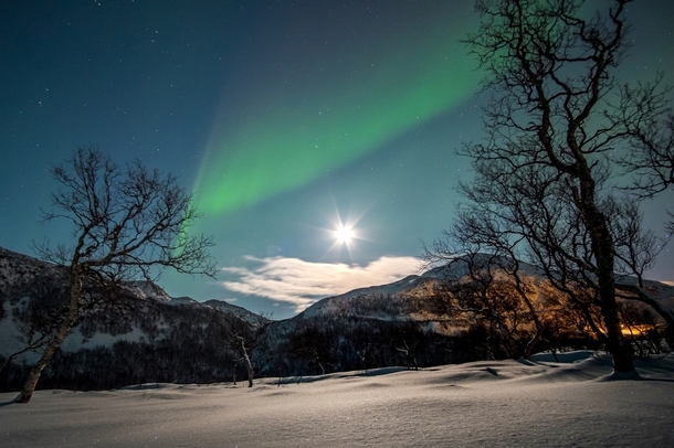 Great shoot of Moon and Aurora Borealis at Norway by John A Hemmingsen 