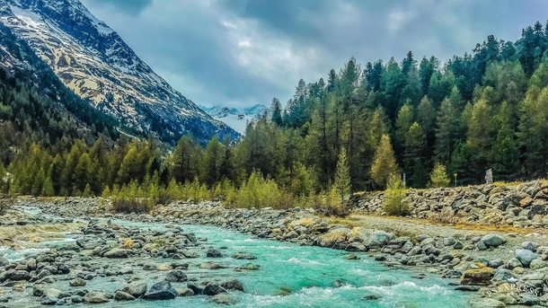 Green water of Switzerland Swiss Alps closer to glacier  OC