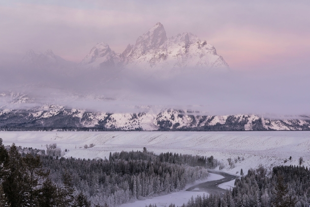 Greeted with a colorful sunrise in Grand Teton National Park 