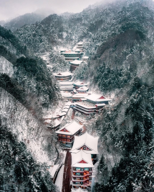 Guinsa Temple a Buddhist temple complex in the snow covered mountains of Danyang County North Chungcheong Province South Korea